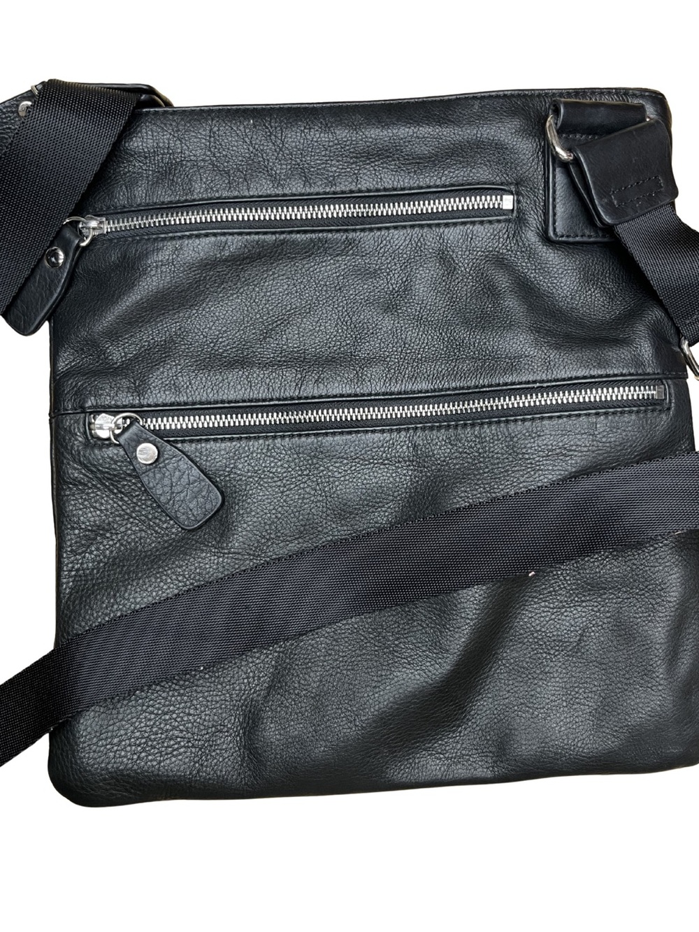 Margot Black Leather Crossbody Bag Multi Pockets